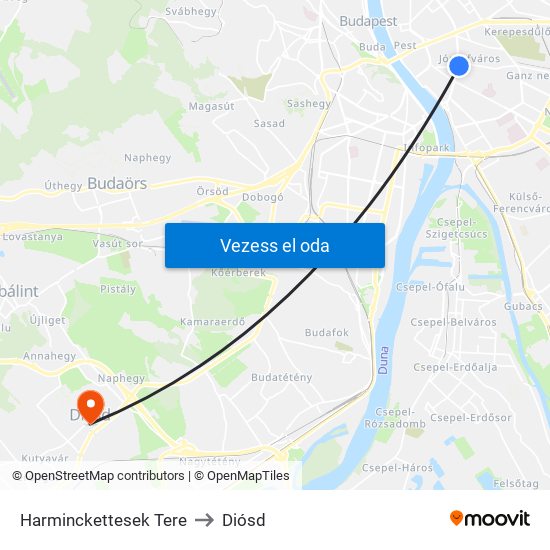 Harminckettesek Tere to Diósd map