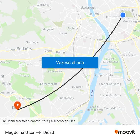 Magdolna Utca to Diósd map