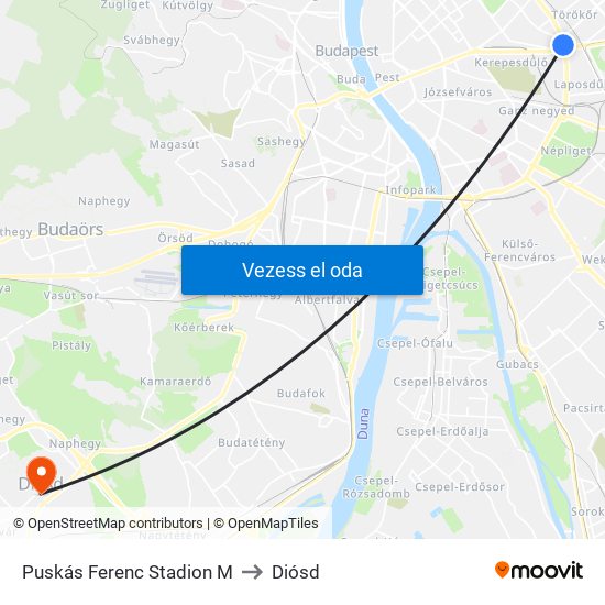 Puskás Ferenc Stadion M to Diósd map