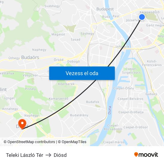 Teleki László Tér to Diósd map