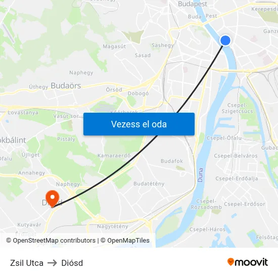 Zsil Utca to Diósd map