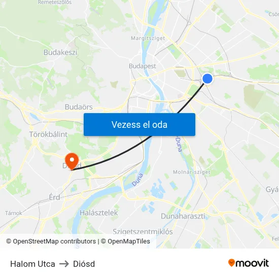 Halom Utca to Diósd map