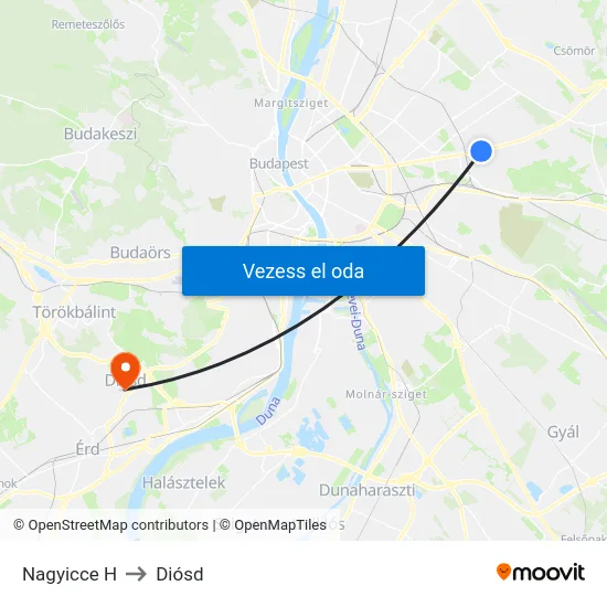 Nagyicce H to Diósd map