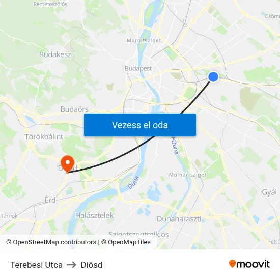 Terebesi Utca to Diósd map