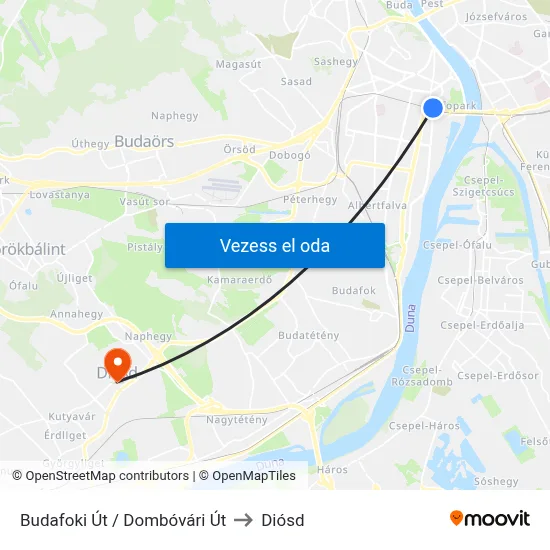 Budafoki Út / Dombóvári Út to Diósd map
