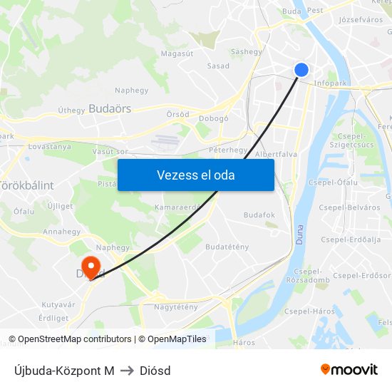 Újbuda-Központ M to Diósd map