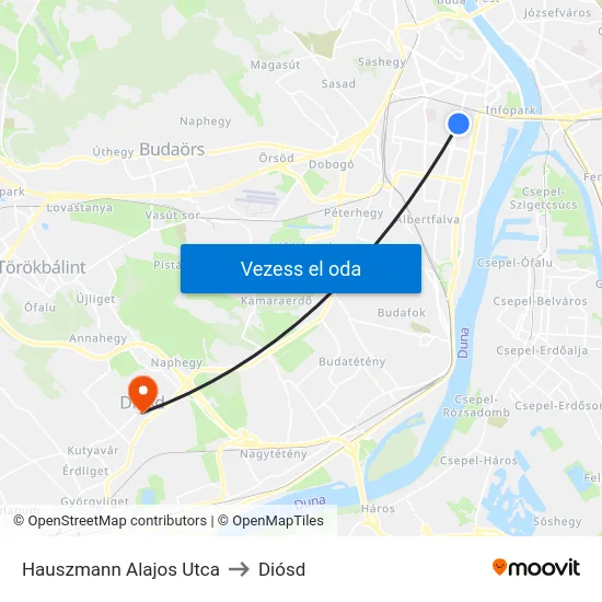 Hauszmann Alajos Utca to Diósd map
