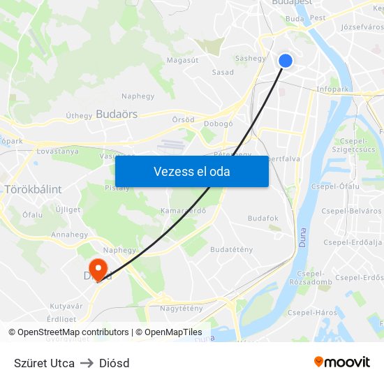 Szüret Utca to Diósd map