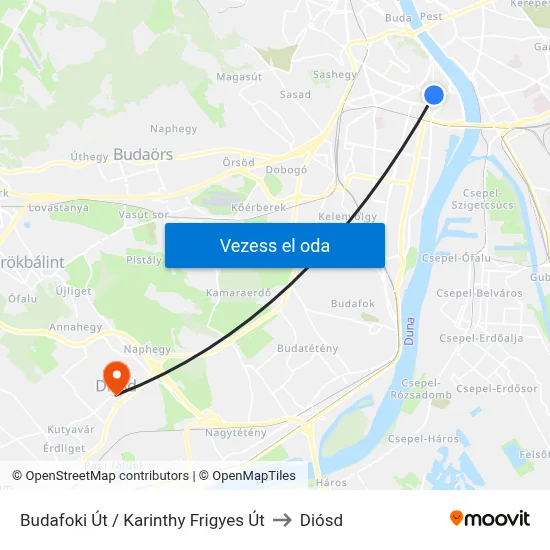 Budafoki Út / Karinthy Frigyes Út to Diósd map