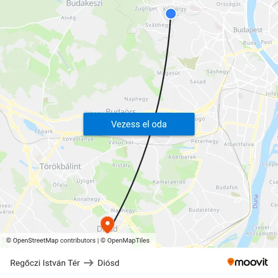 Regőczi István Tér to Diósd map