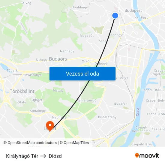 Királyhágó Tér to Diósd map