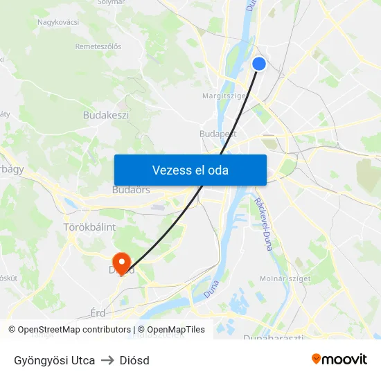 Gyöngyösi Utca to Diósd map