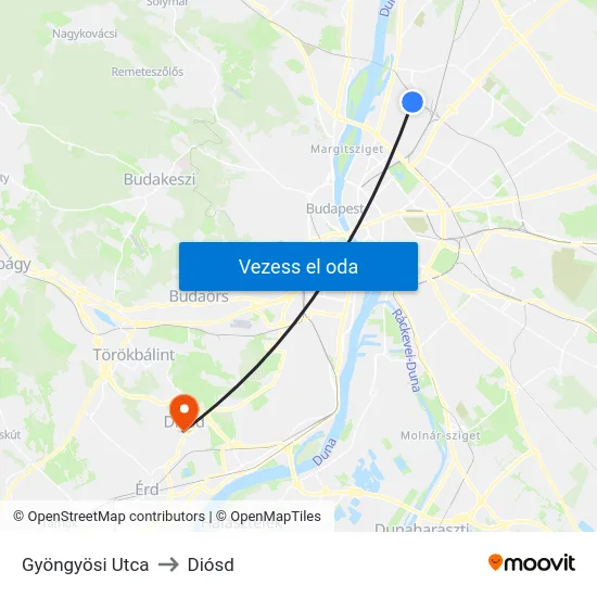 Gyöngyösi Utca to Diósd map