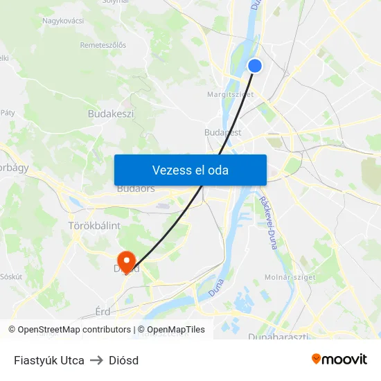 Fiastyúk Utca to Diósd map