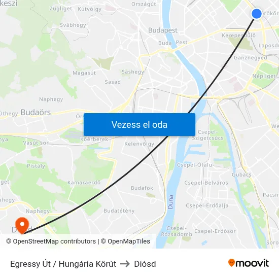 Egressy Út / Hungária Körút to Diósd map