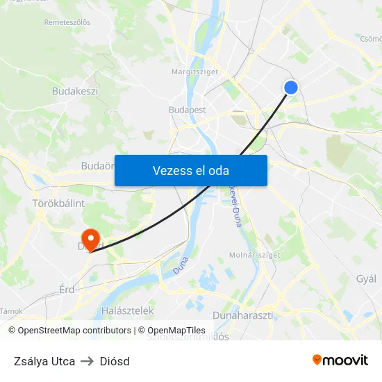 Zsálya Utca to Diósd map