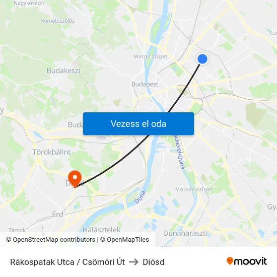 Rákospatak Utca / Csömöri Út to Diósd map