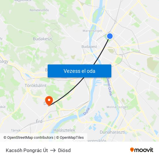Kacsóh Pongrác Út to Diósd map