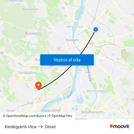 Kerékgyártó Utca to Diósd map