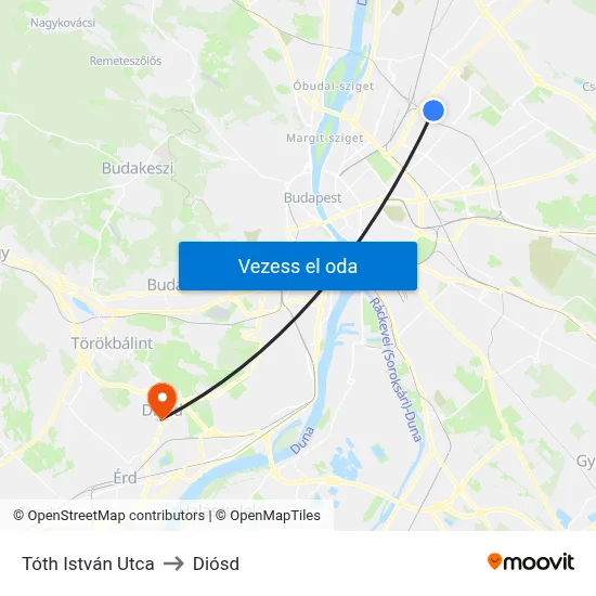Tóth István Utca to Diósd map