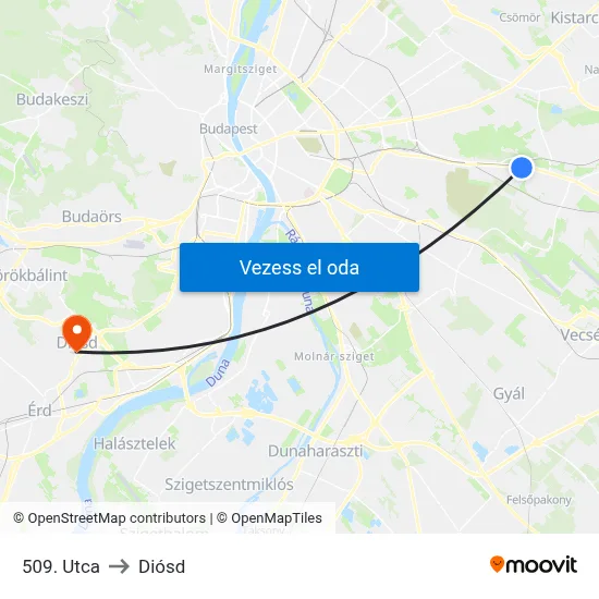 509. Utca to Diósd map