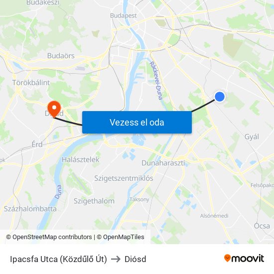 Ipacsfa Utca (Közdűlő Út) to Diósd map