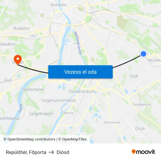 Repülőtér, Főporta to Diósd map