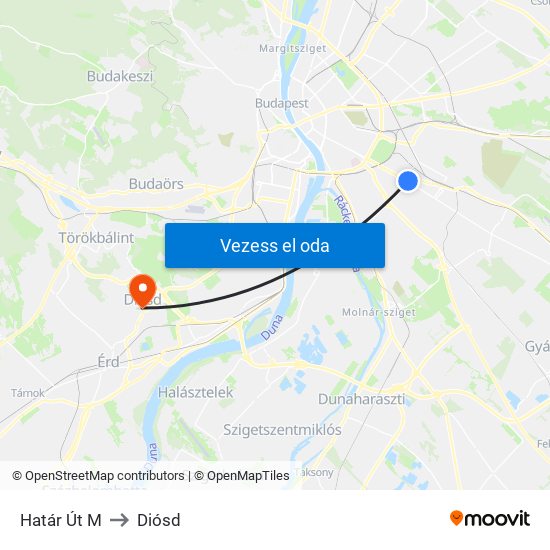 Határ Út M to Diósd map