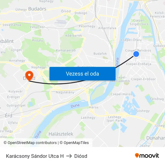 Karácsony Sándor Utca H to Diósd map