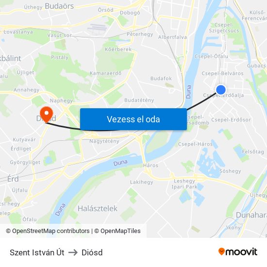 Szent István Út to Diósd map