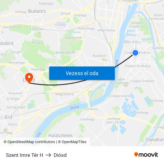 Szent Imre Tér H to Diósd map