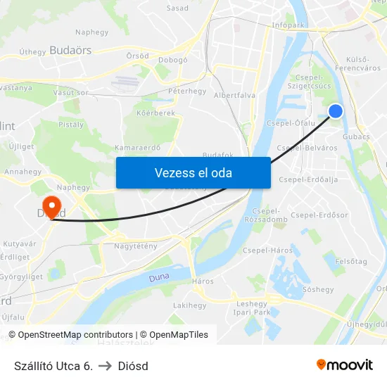 Szállító Utca 6. to Diósd map
