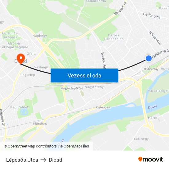 Lépcsős Utca to Diósd map