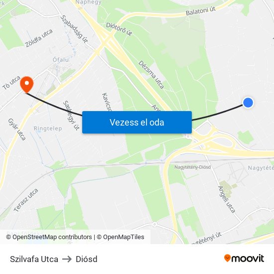 Szilvafa Utca to Diósd map