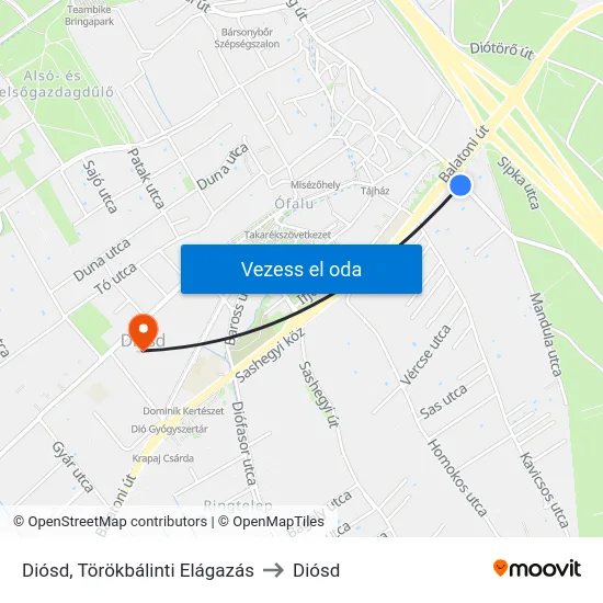 Diósd, Törökbálinti Elágazás to Diósd map