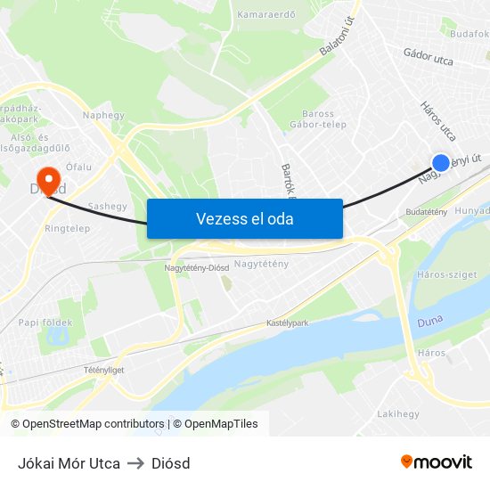 Jókai Mór Utca to Diósd map