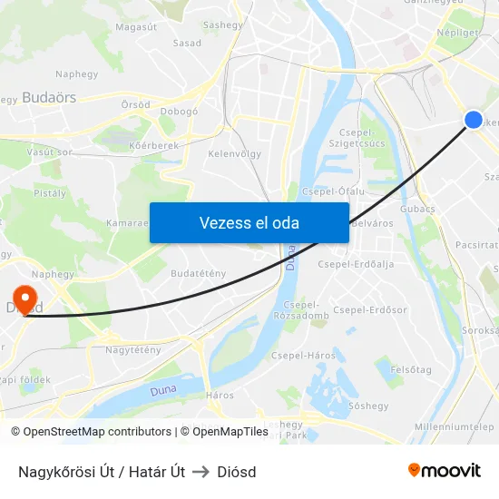 Nagykőrösi Út / Határ Út to Diósd map