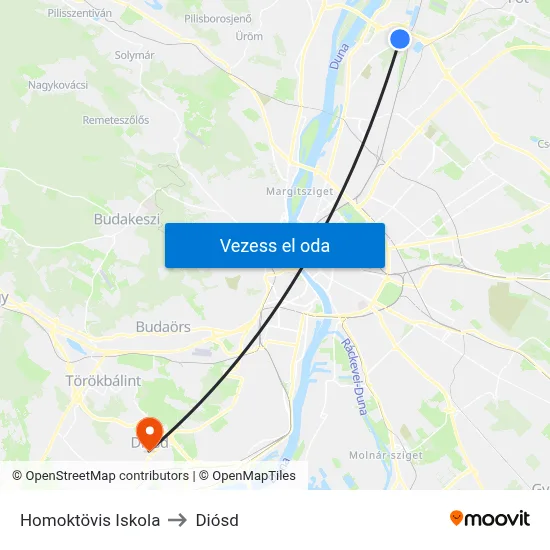 Homoktövis Iskola to Diósd map
