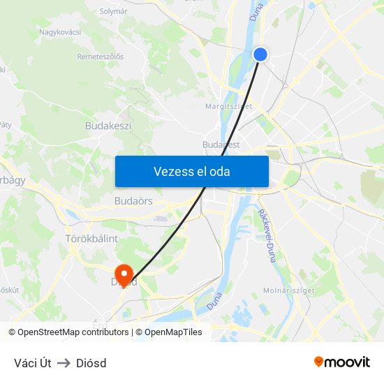 Váci Út to Diósd map