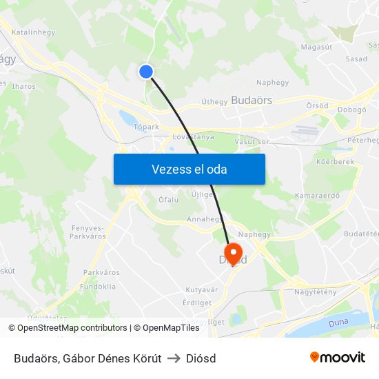 Budaörs, Gábor Dénes Körút to Diósd map