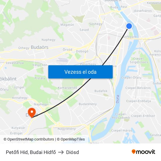 Petőfi Híd, Budai Hídfő to Diósd map