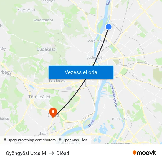 Gyöngyösi Utca M to Diósd map