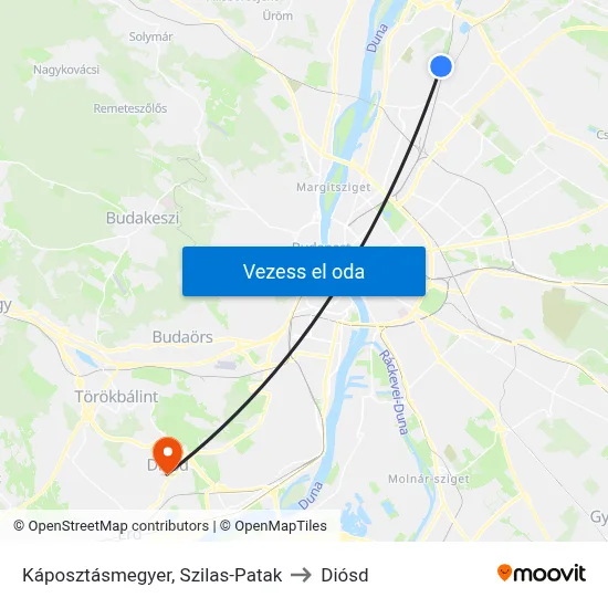 Káposztásmegyer, Szilas-Patak to Diósd map
