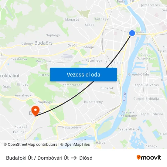 Budafoki Út / Dombóvári Út to Diósd map