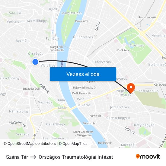 Széna Tér to Országos Traumatológiai Intézet map