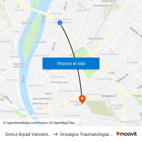 Göncz Árpád Városközpont to Országos Traumatológiai Intézet map