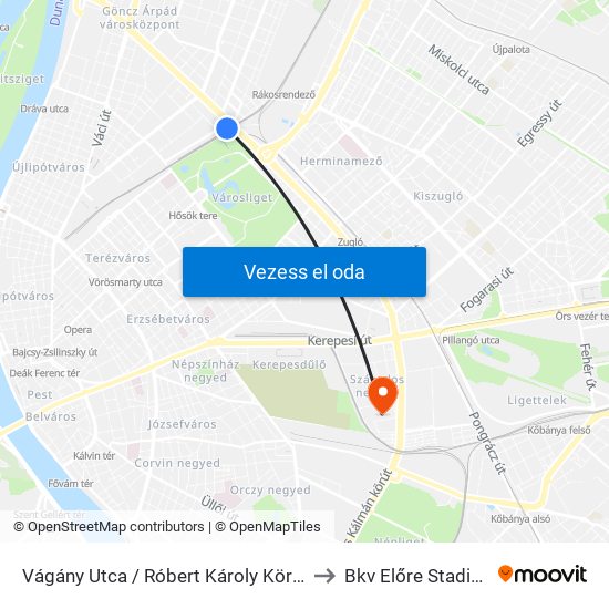 Vágány Utca / Róbert Károly Körút to Bkv Előre Stadion map