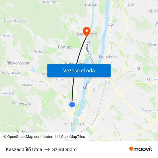 Kaszásdűlő Utca to Szentendre map