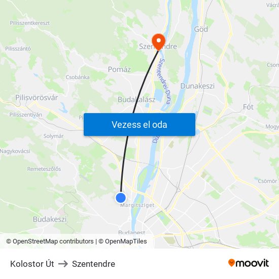 Kolostor Út to Szentendre map