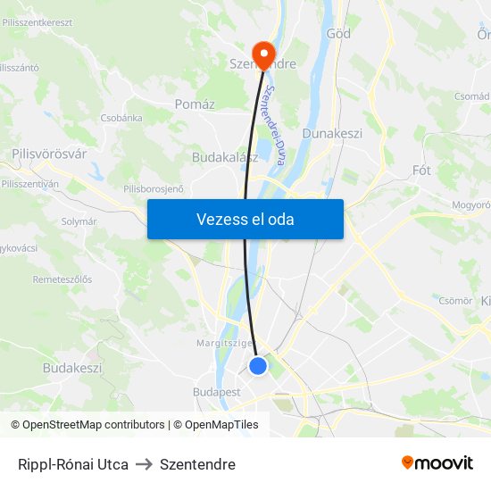 Rippl-Rónai Utca to Szentendre map